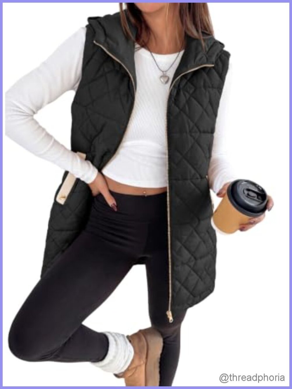Women's Quilted Puffer Vest Sleeveless Hooded Jacket Colorblock Winter